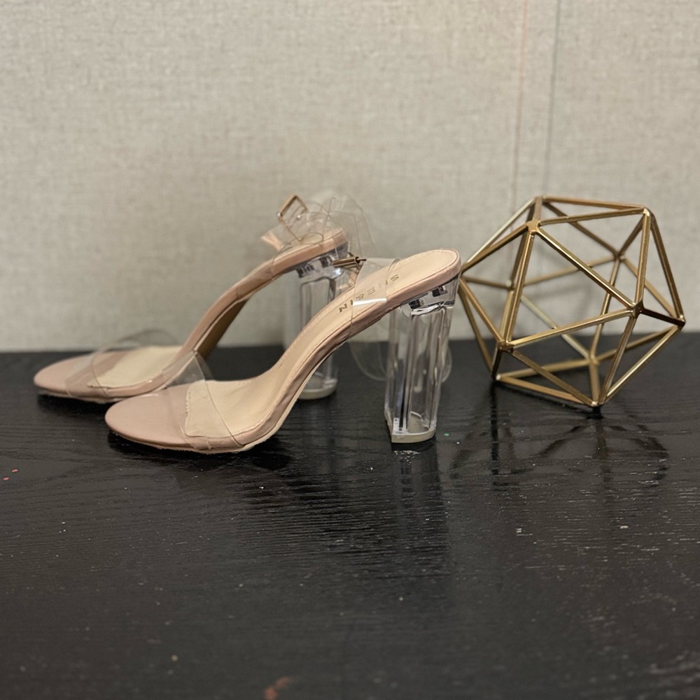 SHEIN Cream Heels with Slingback Design and Transparent Heel